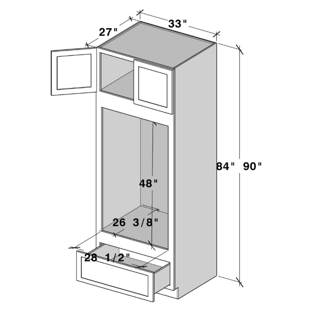 Arctic White Slim Shaker Oven Pantry W33" X H84" X D27"