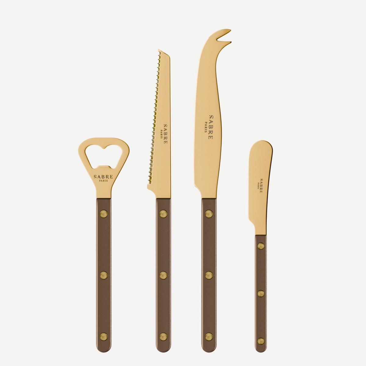 Bistrot Gold color Pearly, Brown - Bistrot aperitif set