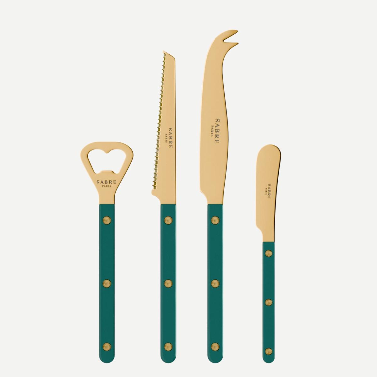 Bistrot Gold color Solid, Aquamarine - Bistrot aperitif set