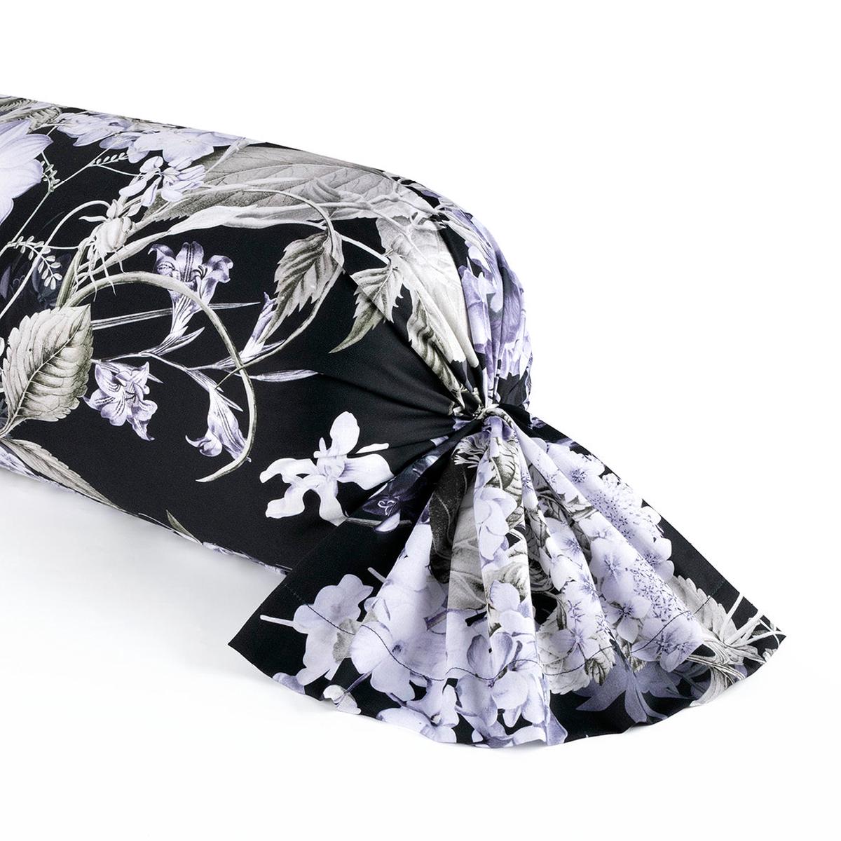 Bolster case cotton satin - Hortensia Dark blue