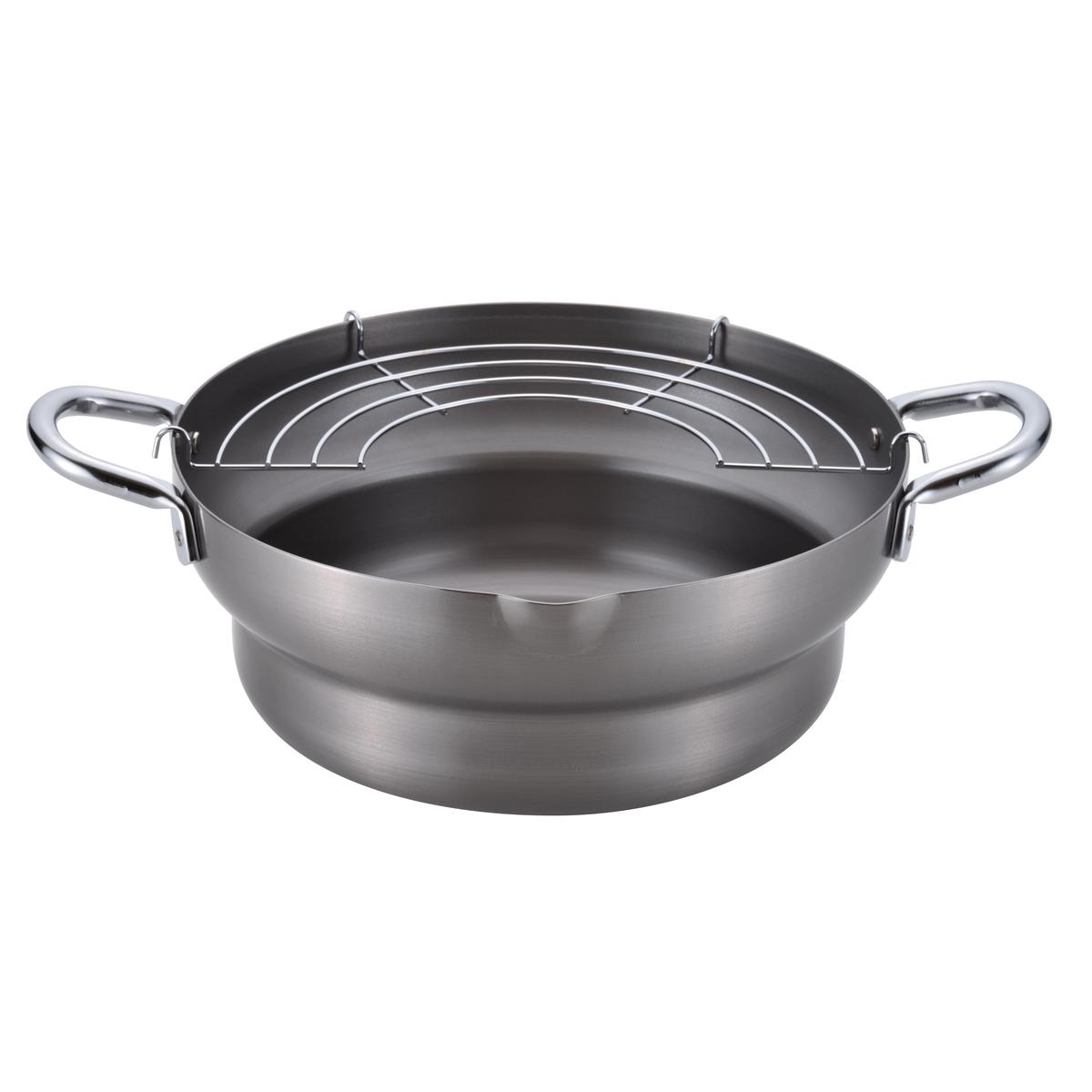 Chitose Iron Tempura Frying Pot with Stepped Rim 24cm