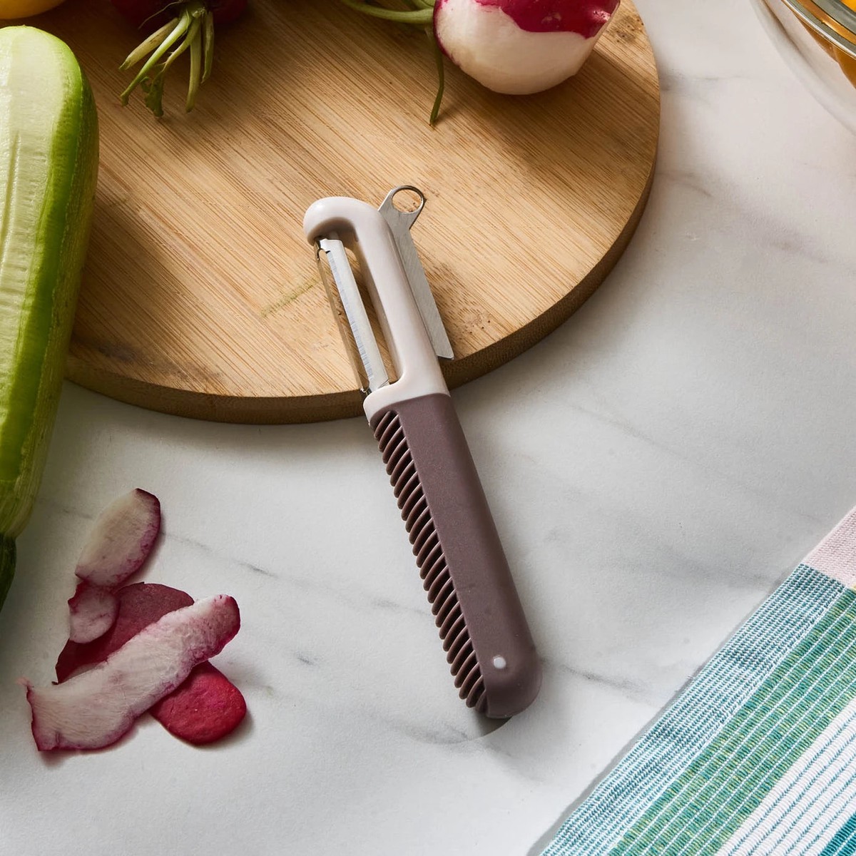 Crick Crack Harmony 2 in 1 Stainless Steel Peeler, Brown