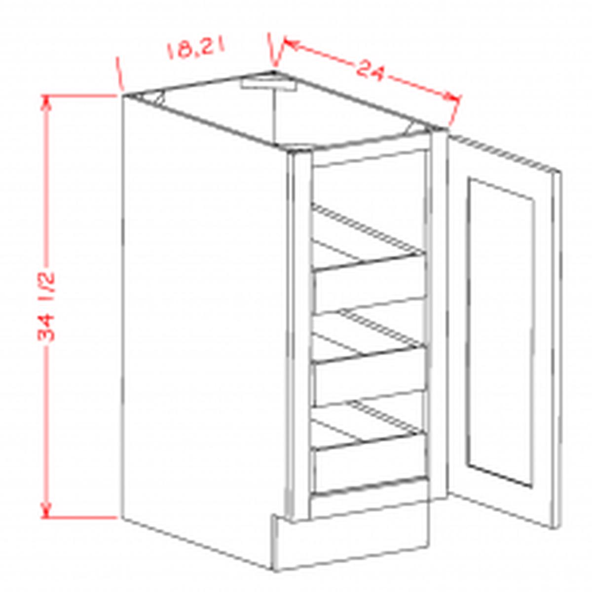 English White 18" Full Height Door Base Cabinet w/ 3 Rollout Shelves Pre-Assembled