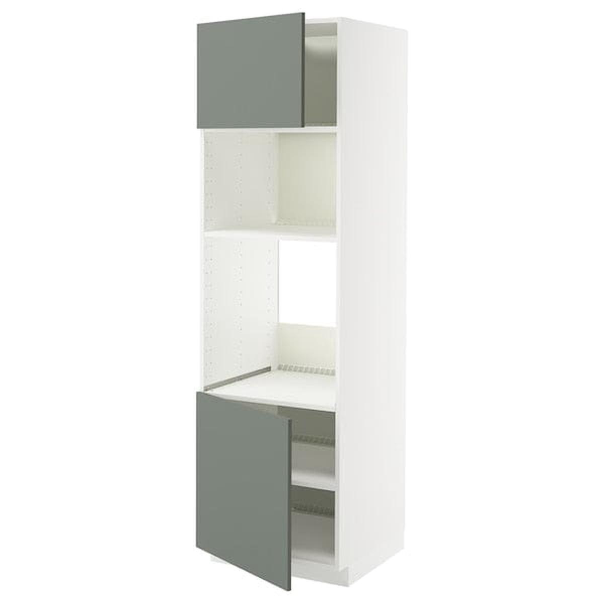 METOD high cabinet f built-in appliances, white/Nickebo matt grey-green, 60x60x200 cm