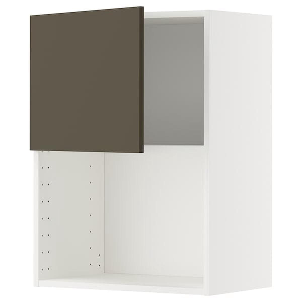 METOD wall cabinet for microwave oven, white/Havstorp brown-beige, 60x80 cm