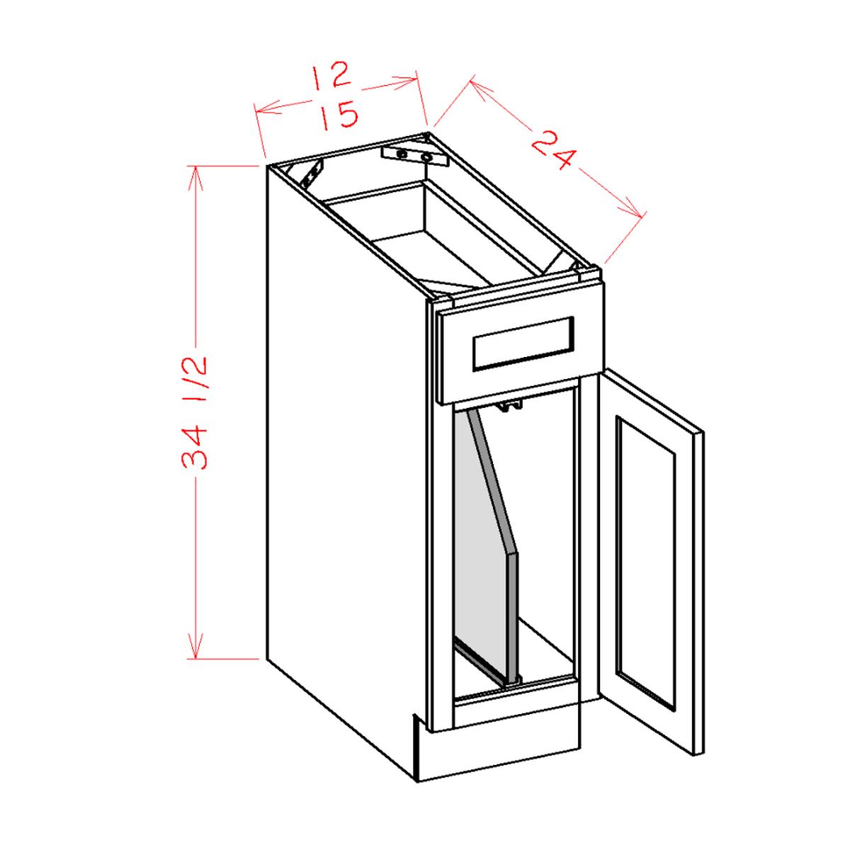 Shaker Cinder 12" Base Cabinet w/ Tray Dividers