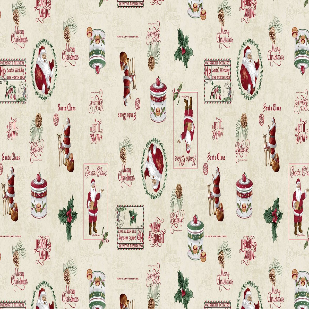 Traditional Christmas Design Table Cloth - Per Half Metre