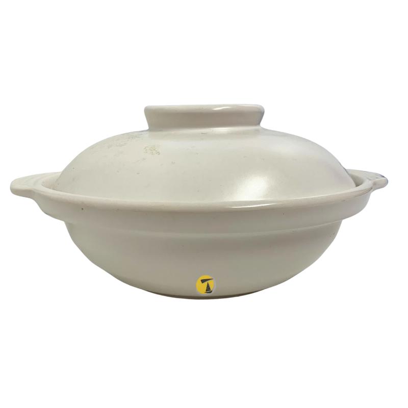 White Glazed Clay Pot with Lid - 18cm Diameter