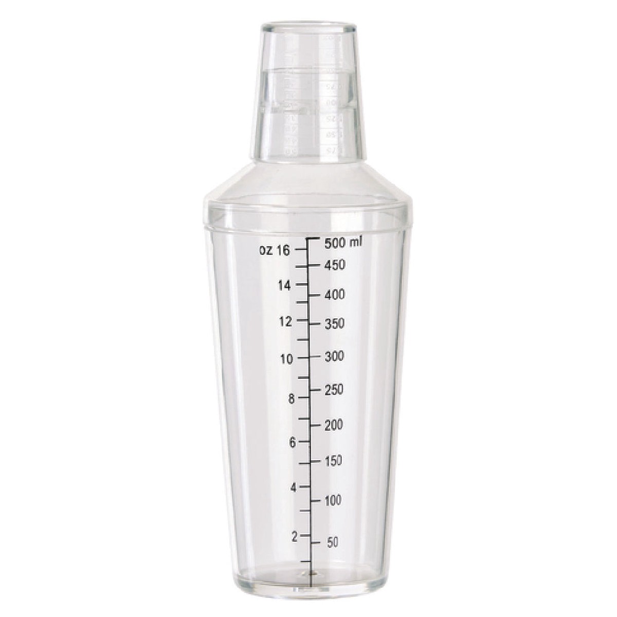 Winco BS-16PC 16 Oz Plastic Bar Cocktail Shaker with Cap Clear