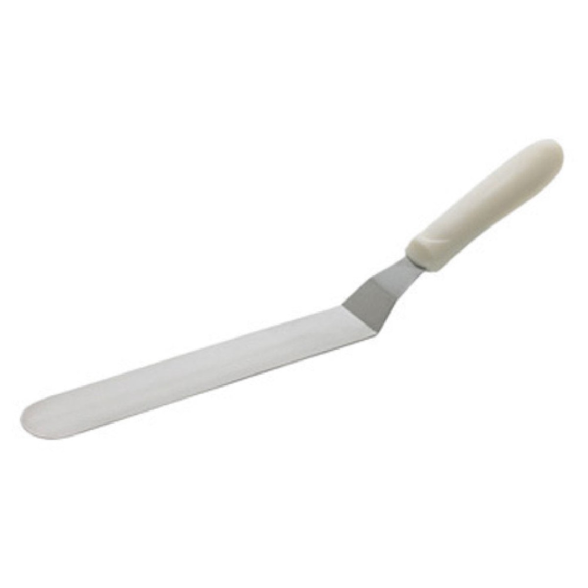 Winco TWPO-9 8-1/2 Inch Stainless Steel Offset Spatula Dishwasher Safe White Handle