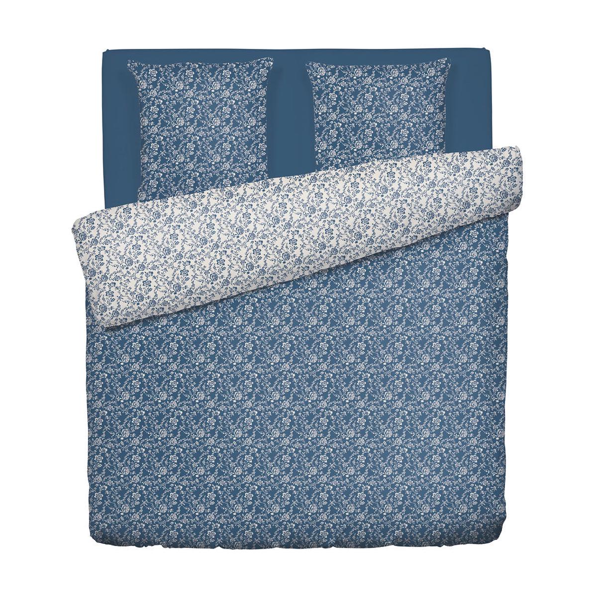 Duvet cover percale cotton flowers - Blue - 250 x 200 cm