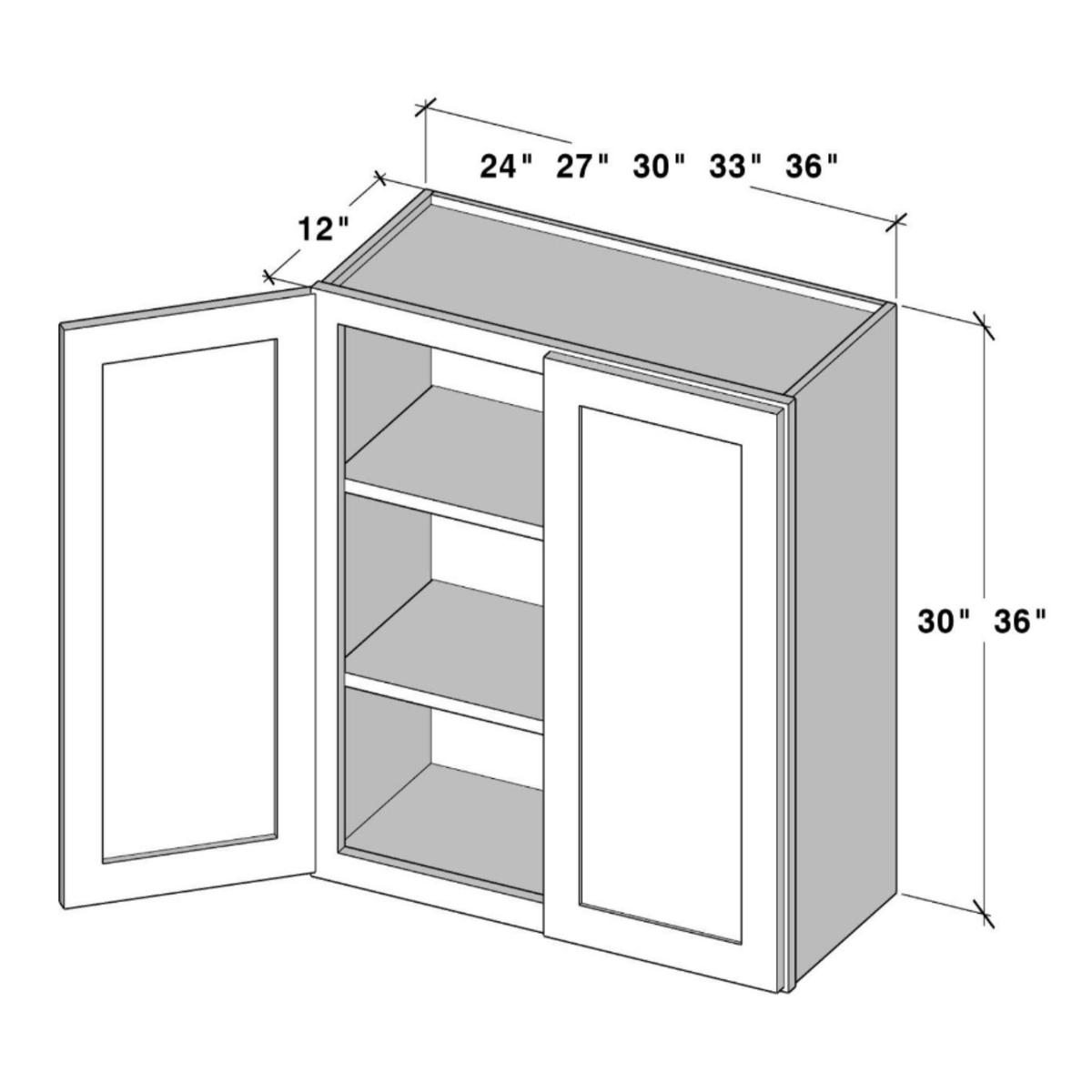 Graphite Shaker Wall Cabinet W33" X H30" X D12"