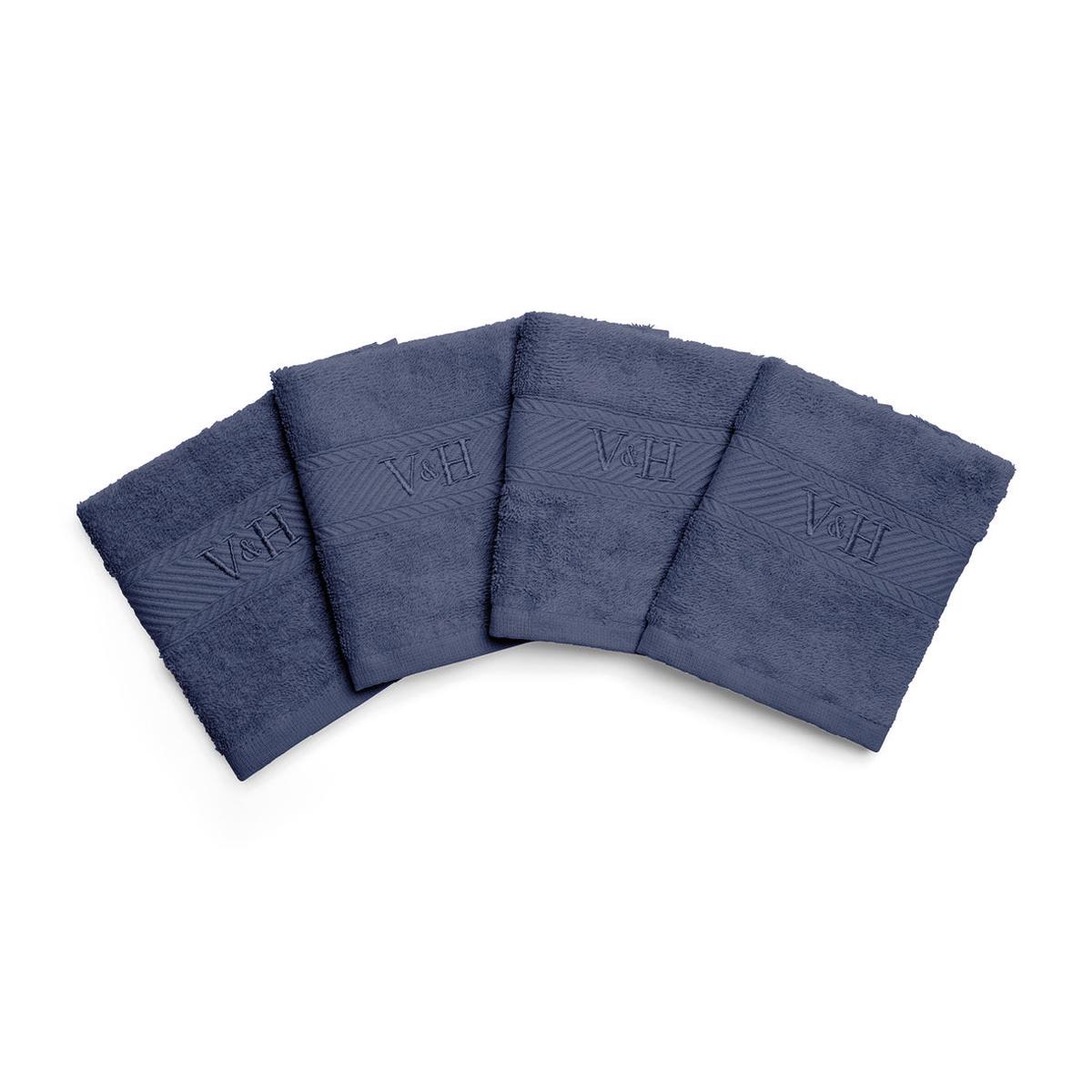 Guest towel combed cotton - Nuage - 4 x (30 x 30 cm) - Blue grey