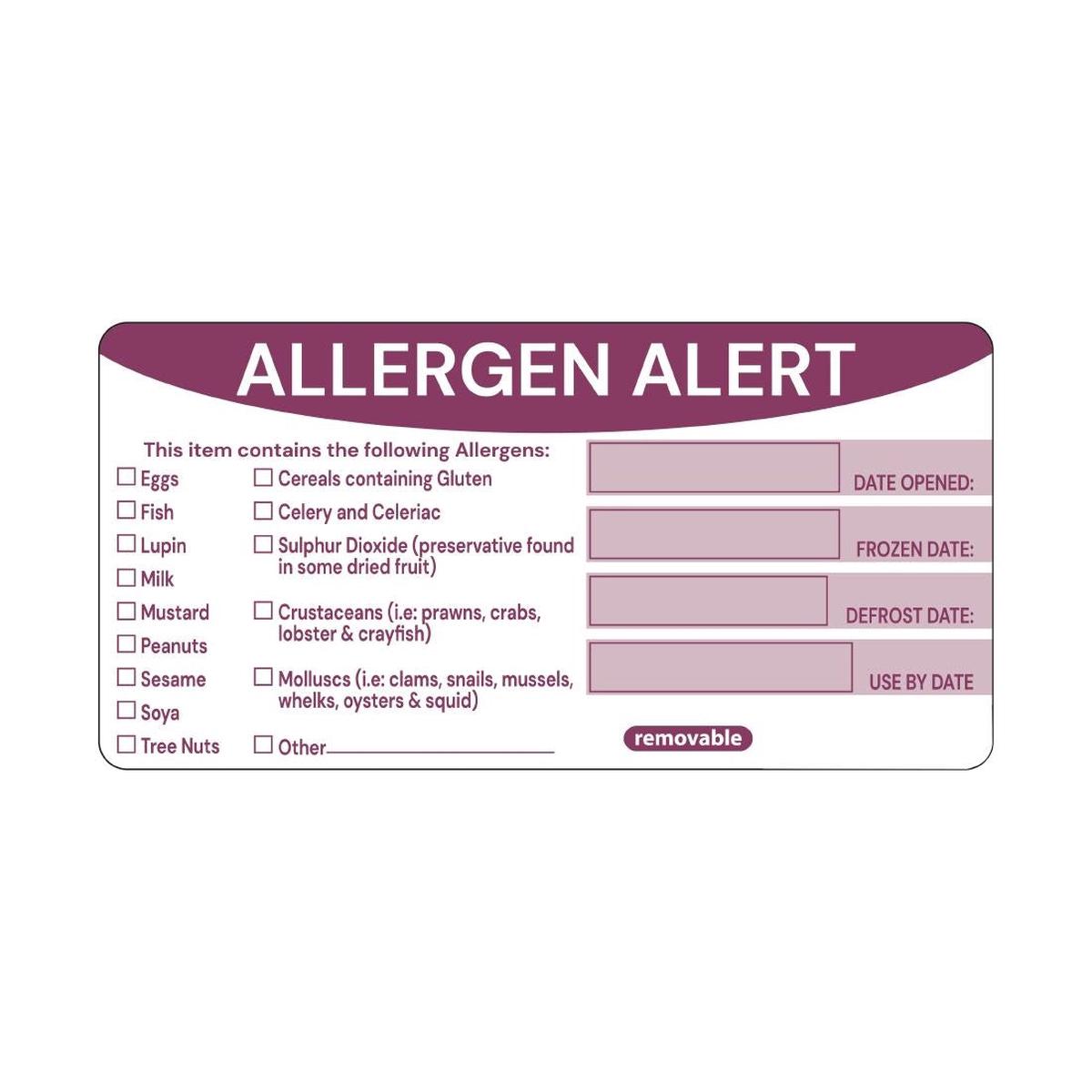 Hygiplas Removable Allergen Alert Food Labels (Pack of 250) - FC217