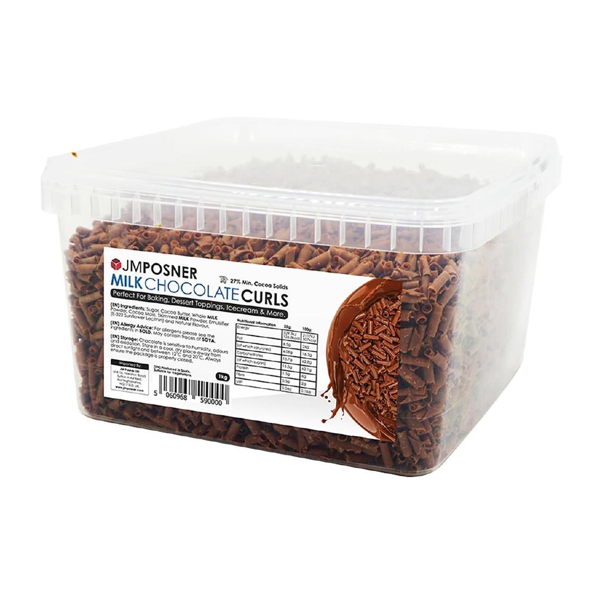JM Posner Milk Chocolate Curls (Rainforest Alliance Cocoa) - 4Kg - DX510