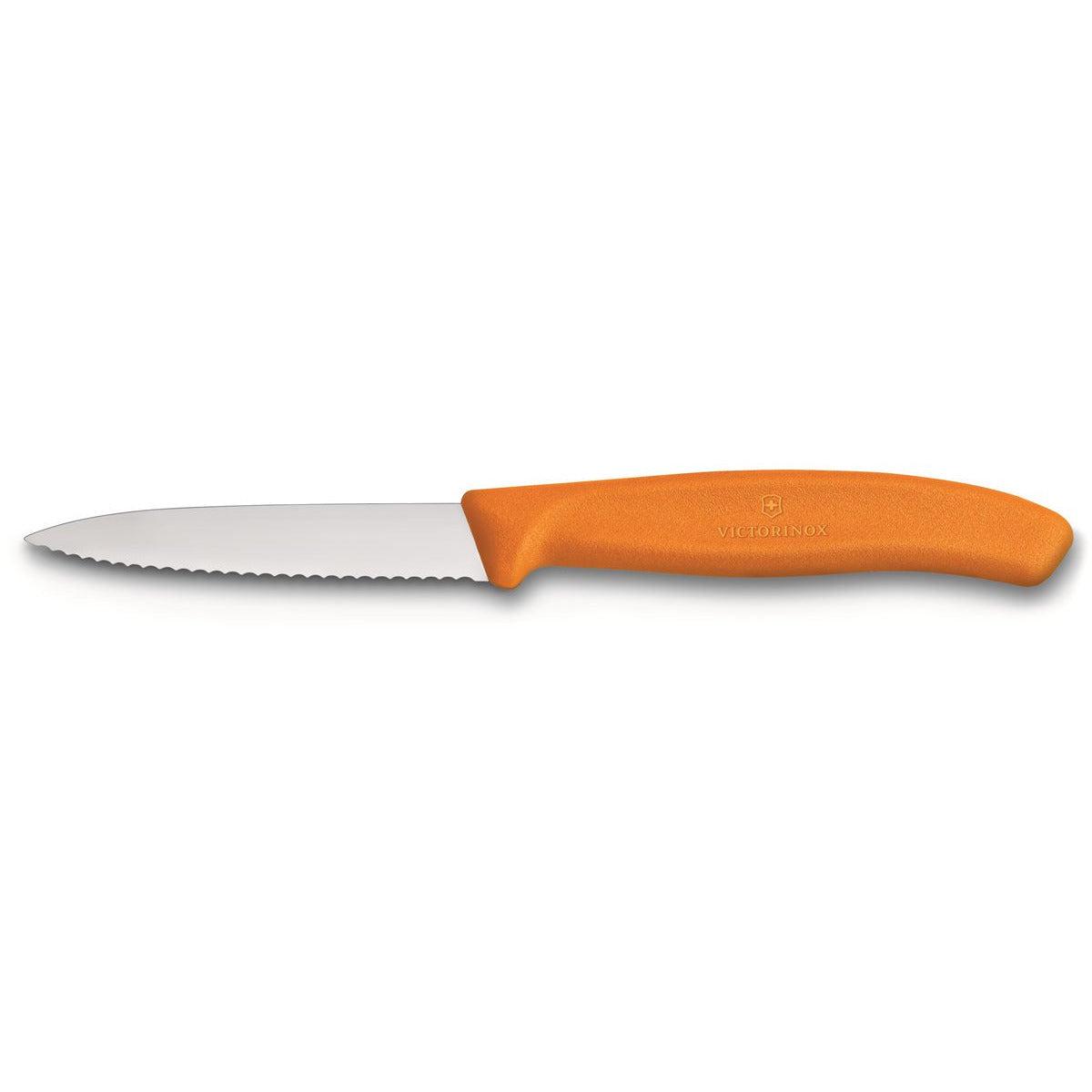 Paring Knife Wavy Edge Pointed Tip 8cm Orange