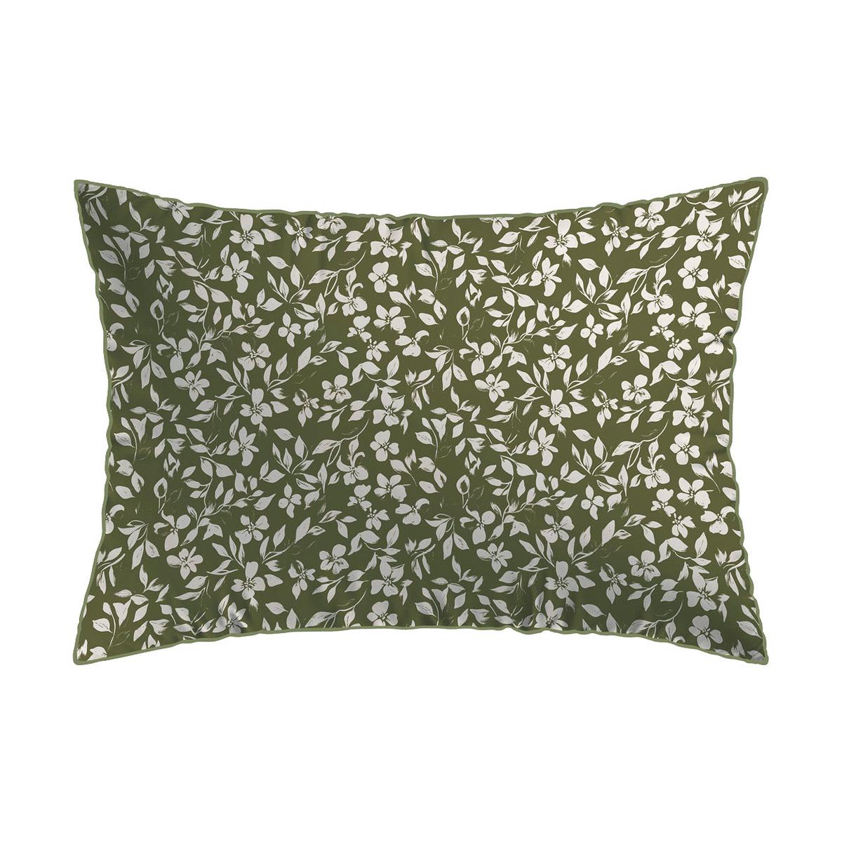 Pillowcase cotton satin - Floral Green 11 - 2 x (50 x 70 cm)