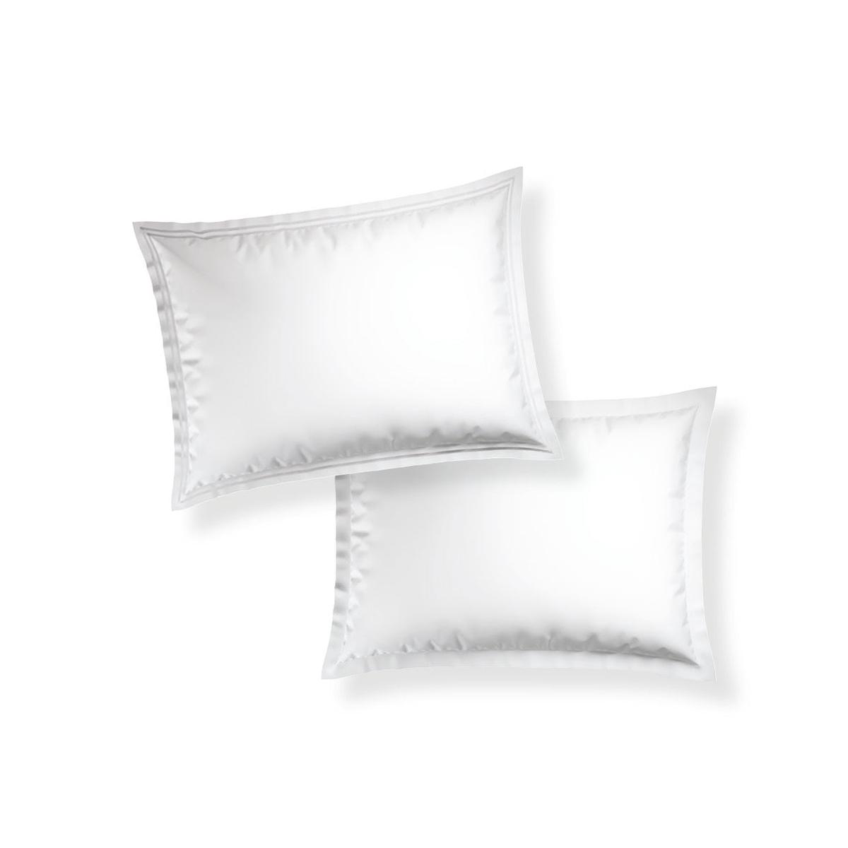 Pillowcase(s) cotton satin - Cannes White / White - 2 x (50 x 70 cm)