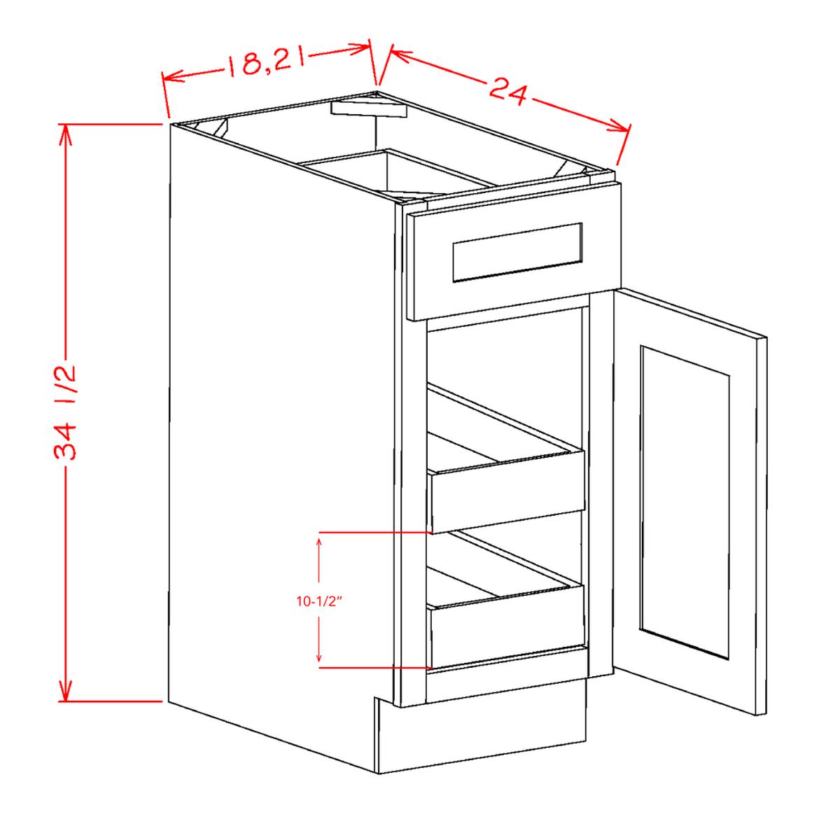 Rigby Mist Shaker 21" Base Cabinet w/ 2 Rollout Shelves Pre-Assembled