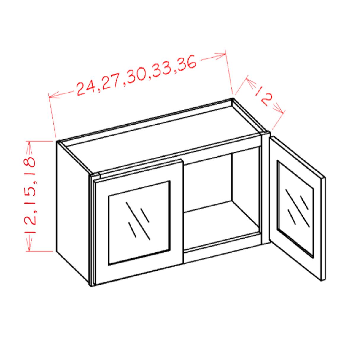 Shaker Ivy 36" W x 18" H Stacker Wall Glass Door Cabinet with Finished Interior Pre-Assembled - Glass not Included