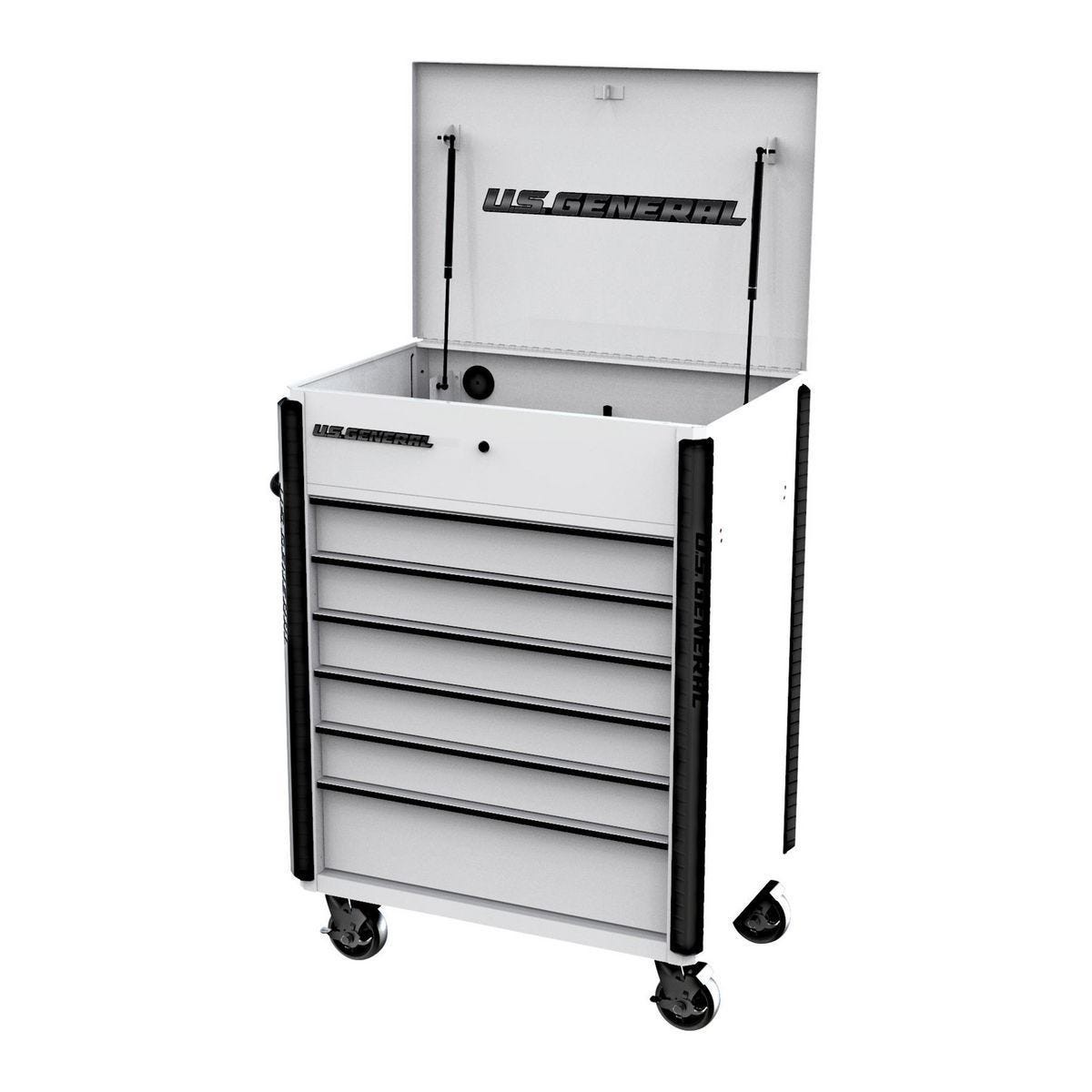 U.S. GENERAL 34 in. x 23 in., 6-Drawer Full-Bank Service Cart, White