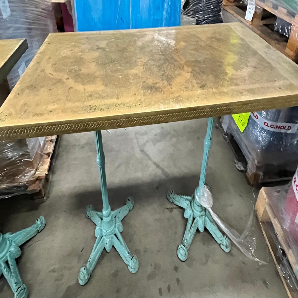Vintage Decorative Rectangle Table with Iron Base-Used
