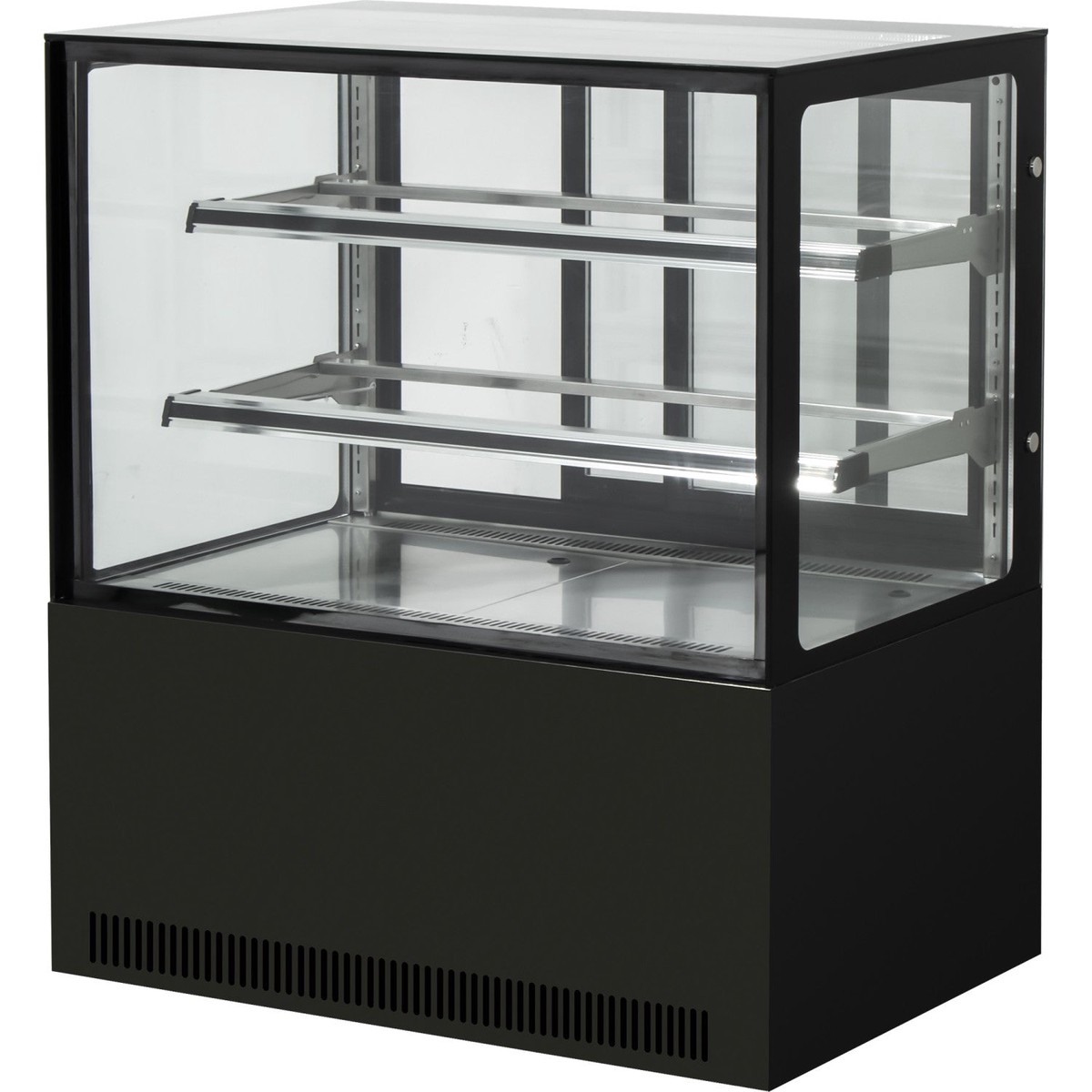 B GRADE Cake counter Straight front 1200x730x1200mm 2 shelves Black base LED | GN1200R2BLACK B GRADE