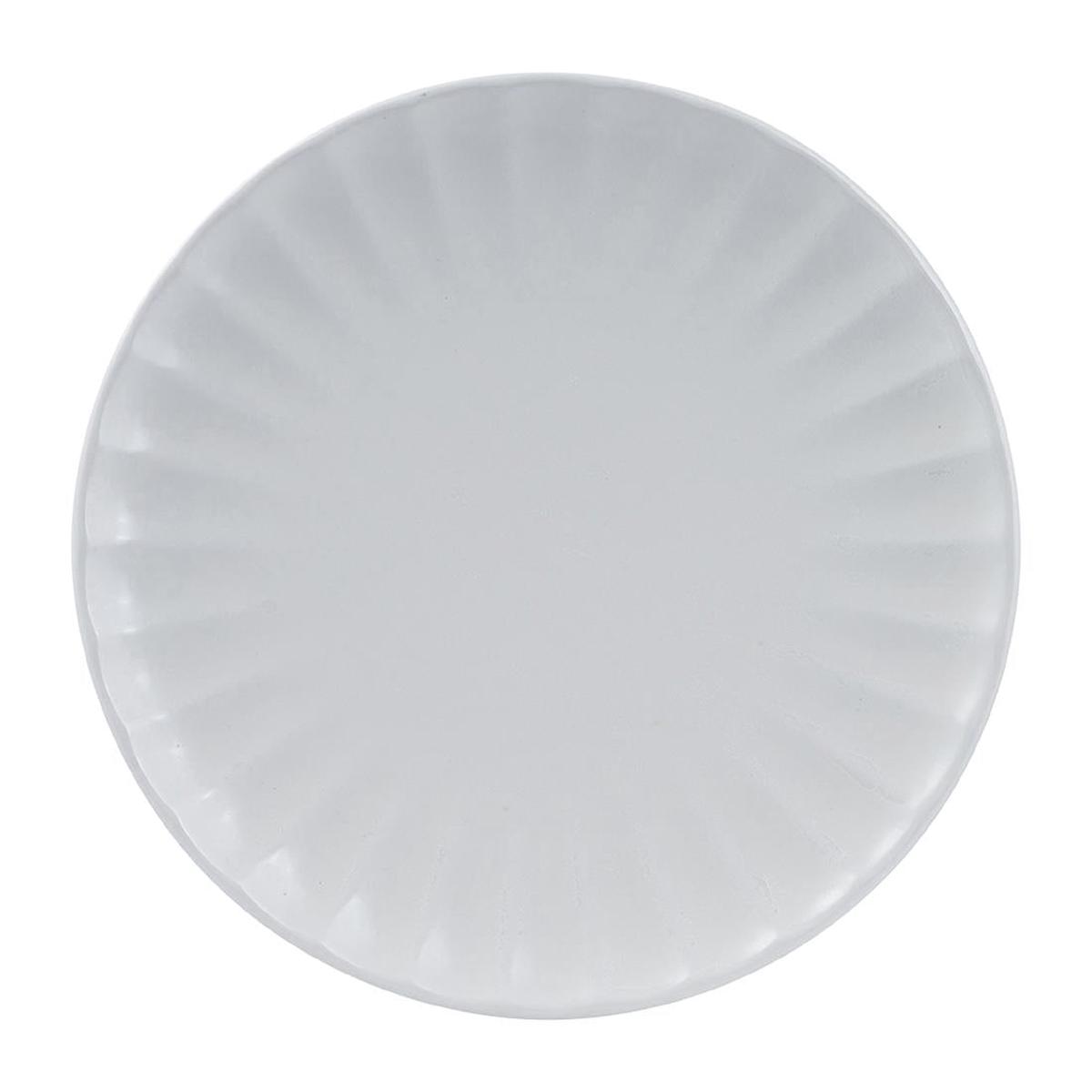 Moda Porcelain Snow Scalloped Round Plate 260mm (4 Pack) (260mm | Box of 4) PAS-DU409