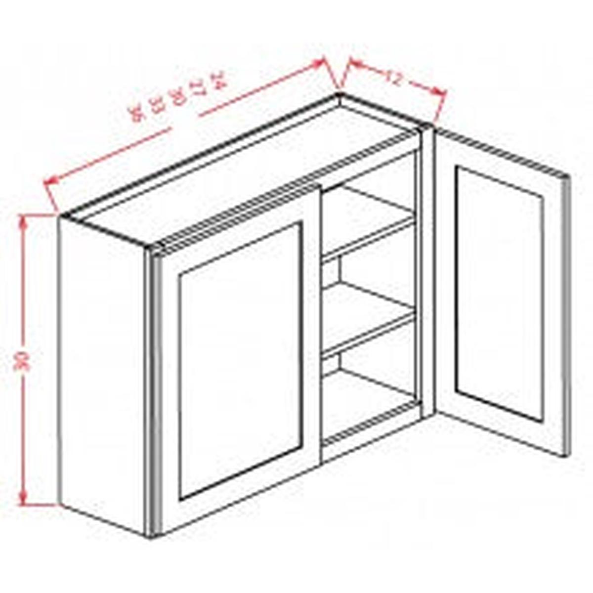 Rigby White 30"W x 36"H Wall Glass Door Cabinet