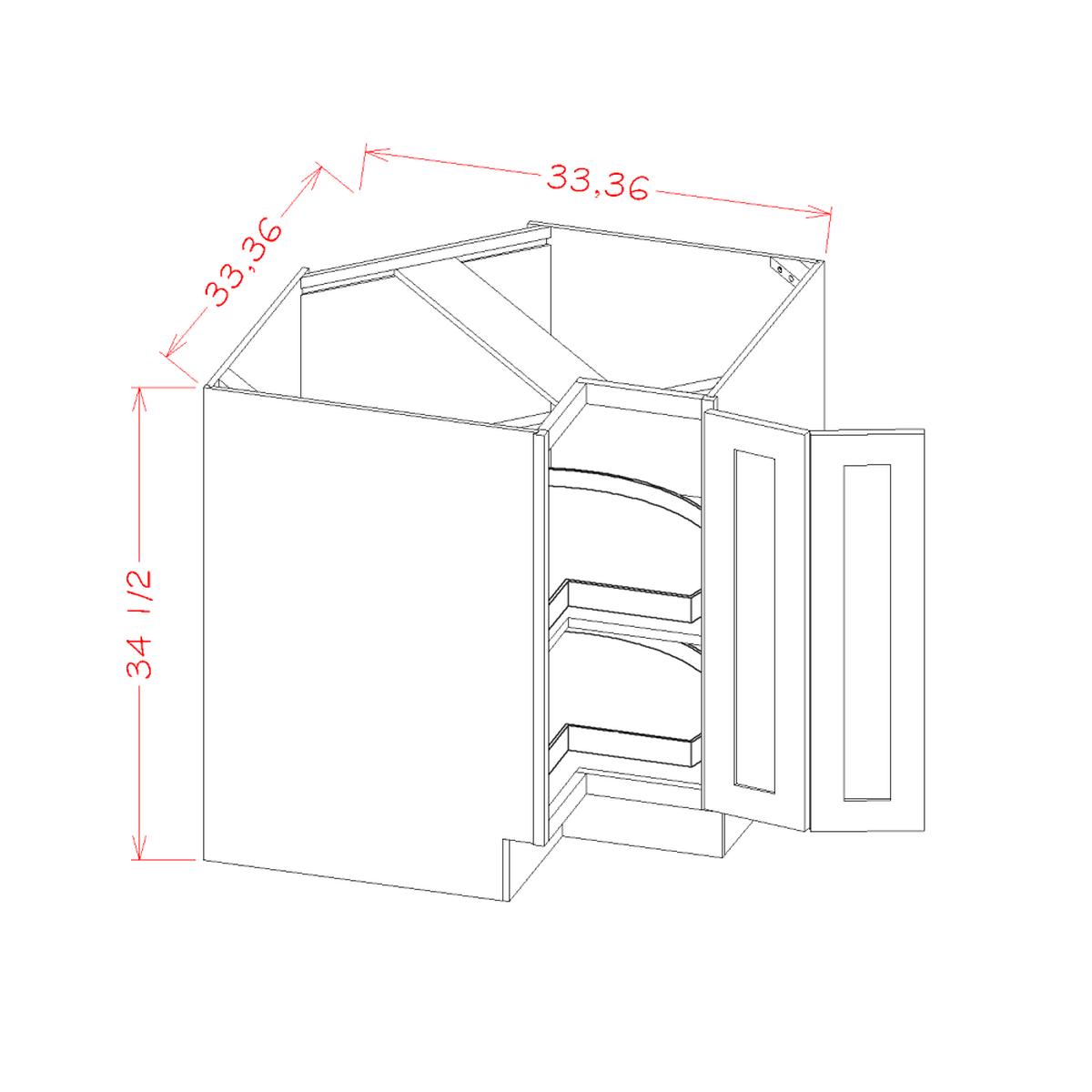 Shaker Cinder 33" Lazy Susan Cabinet with 2 Wooden Trays