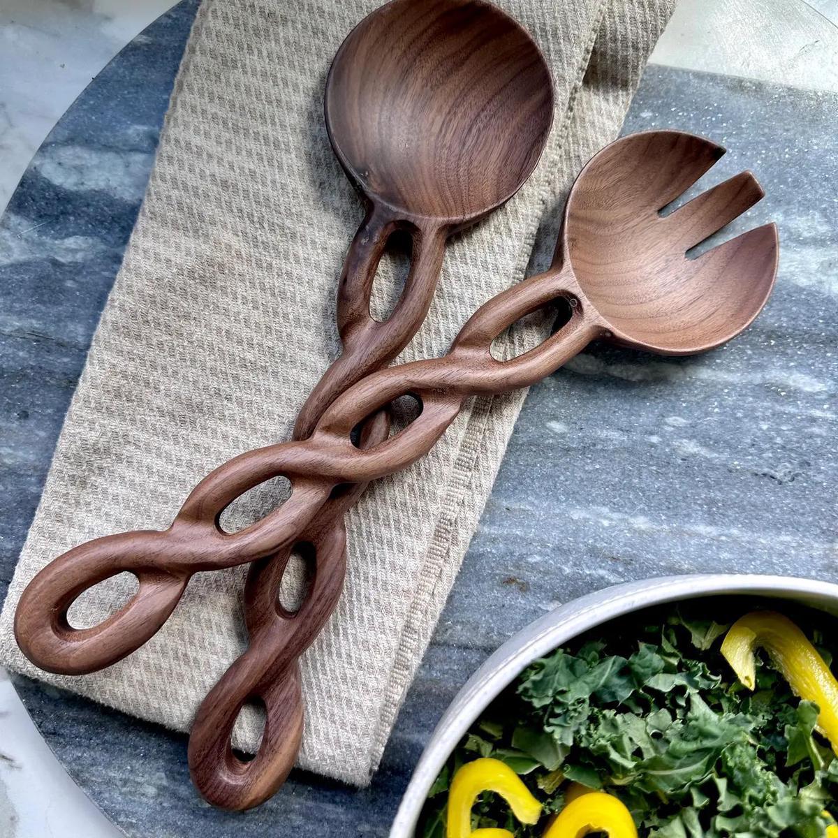 Walnut Wood Salad Server Set