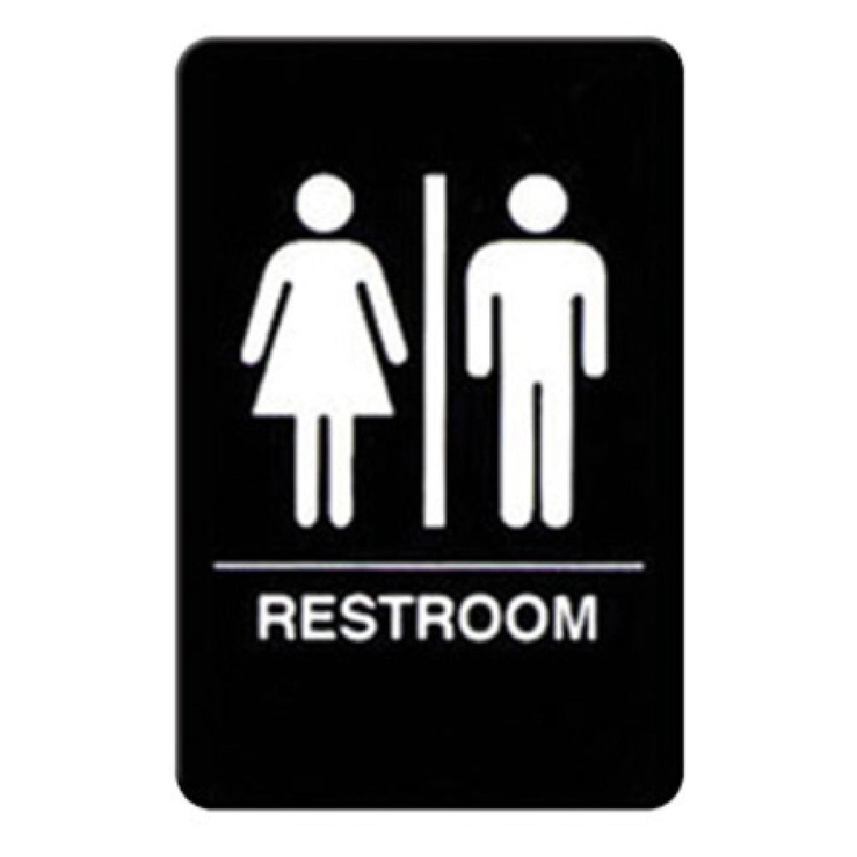 Winco SGNB-603 6 Inch Sign Compliance Braille RESTROOM White on Black
