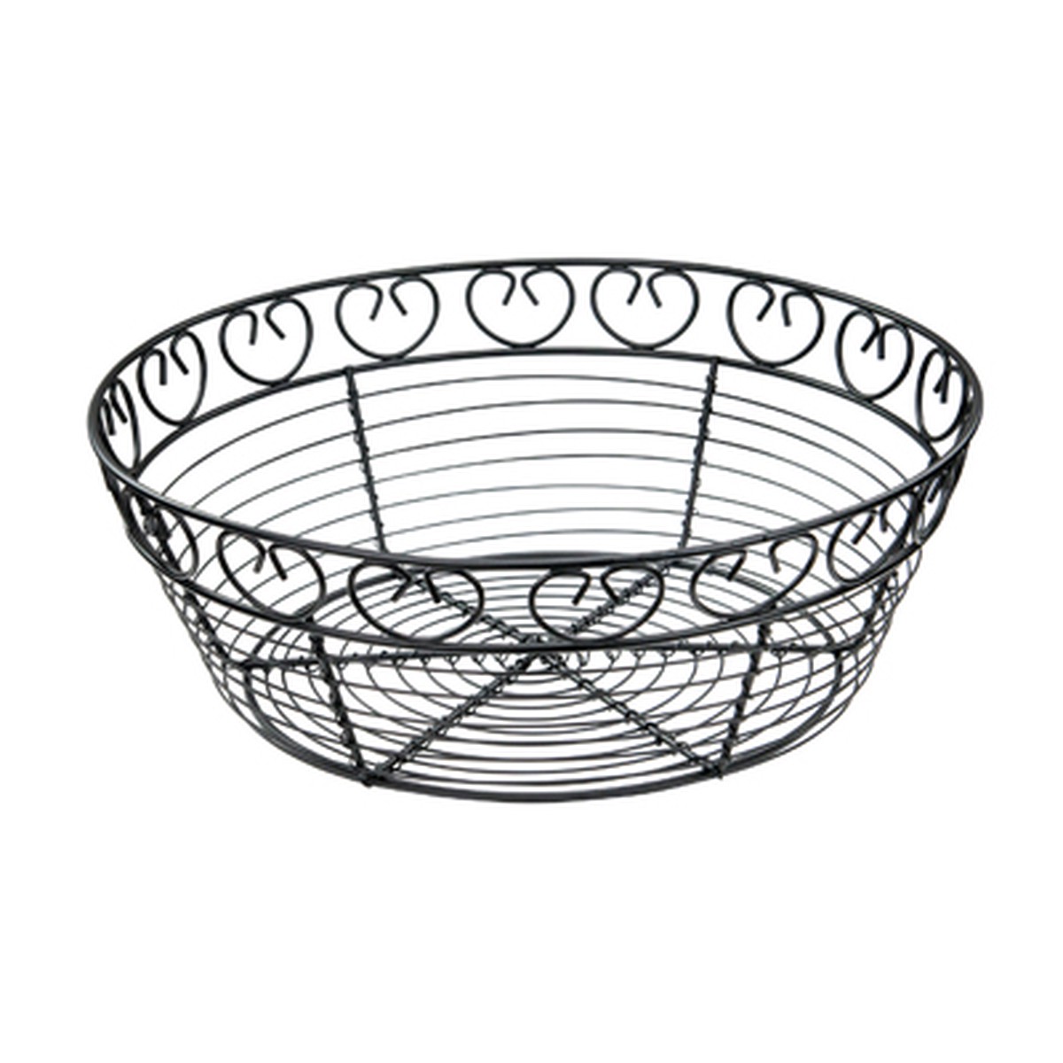Winco WBKG-10R Bread/Fruit Basket, 10" dia. x 3"H, round, wire construction, black