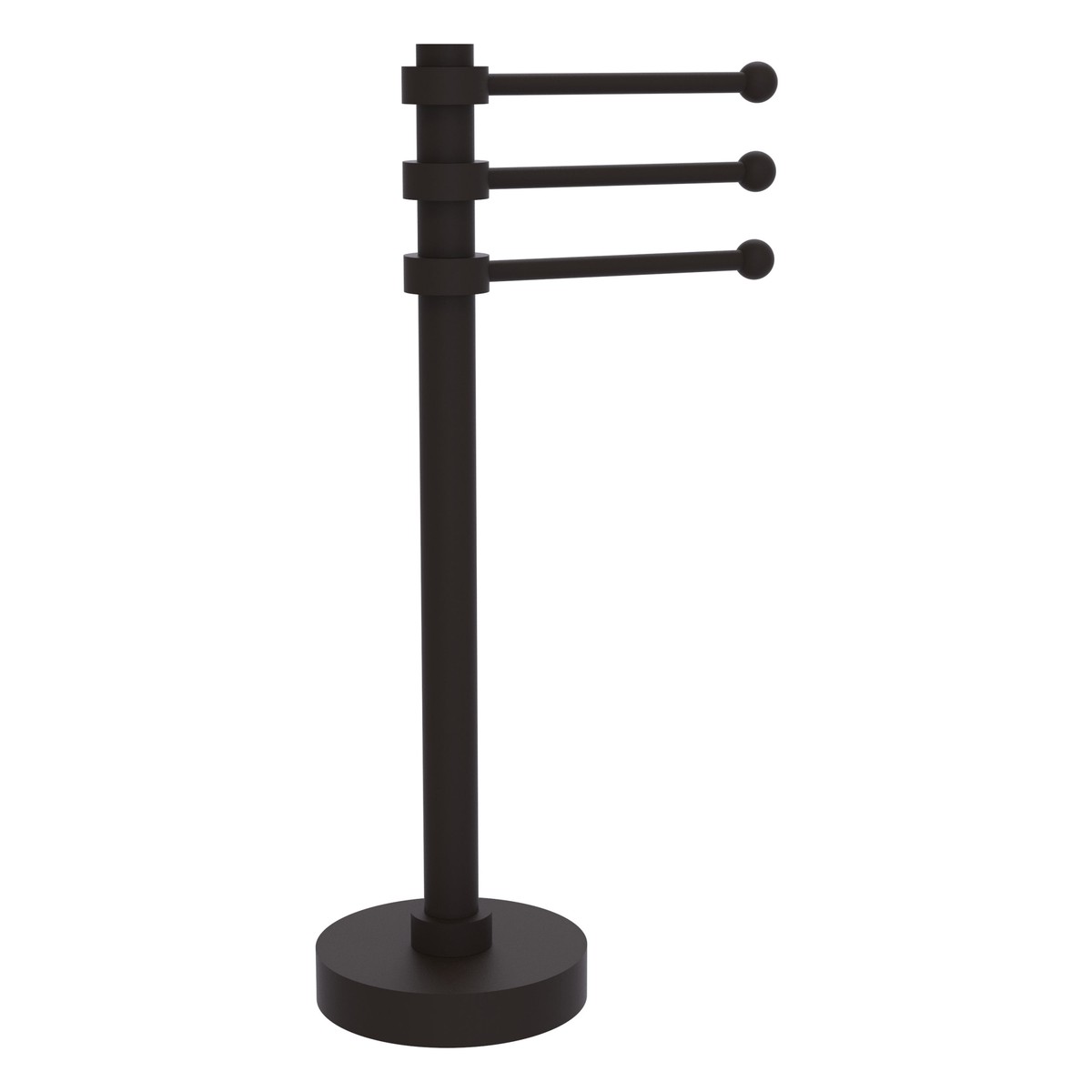 Allied Brass Vanity Top 3 Swing Arm Guest Towel Holder with Groovy Accents in Polished Nickel