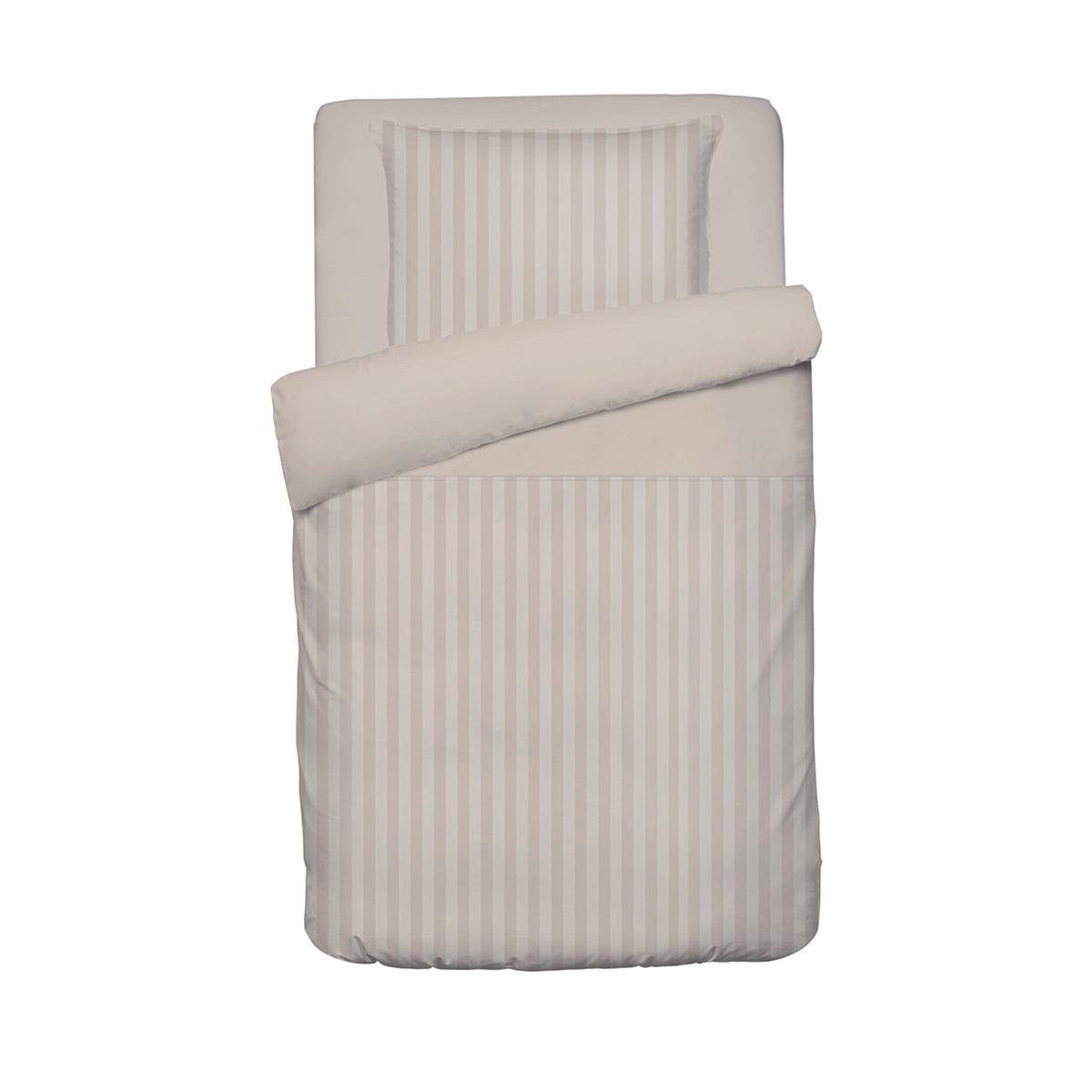Duvet cover + pillowcase baby cotton satin - Jacquard woven - dobby stripe taupe - 80 x 120 cm + 35 x 45 cm