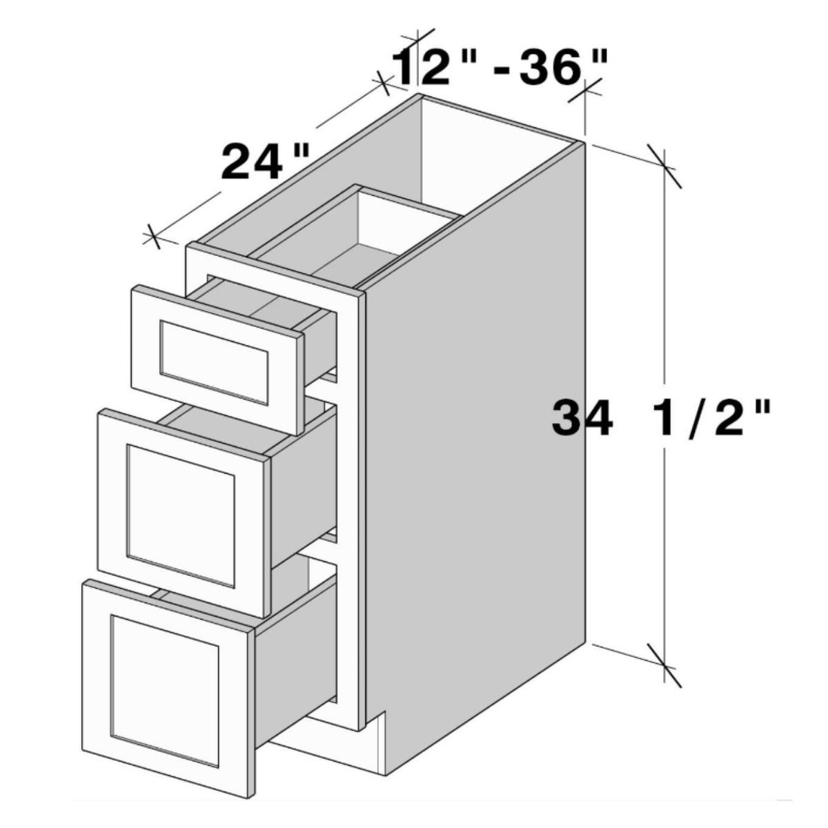 Graphite Shaker 3 Drawers Base W21" X H34.5" X D24"