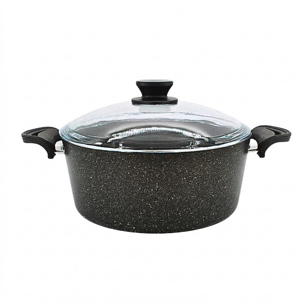 Lavonni 11"-28cm Black Granite Deep Pot Traditional