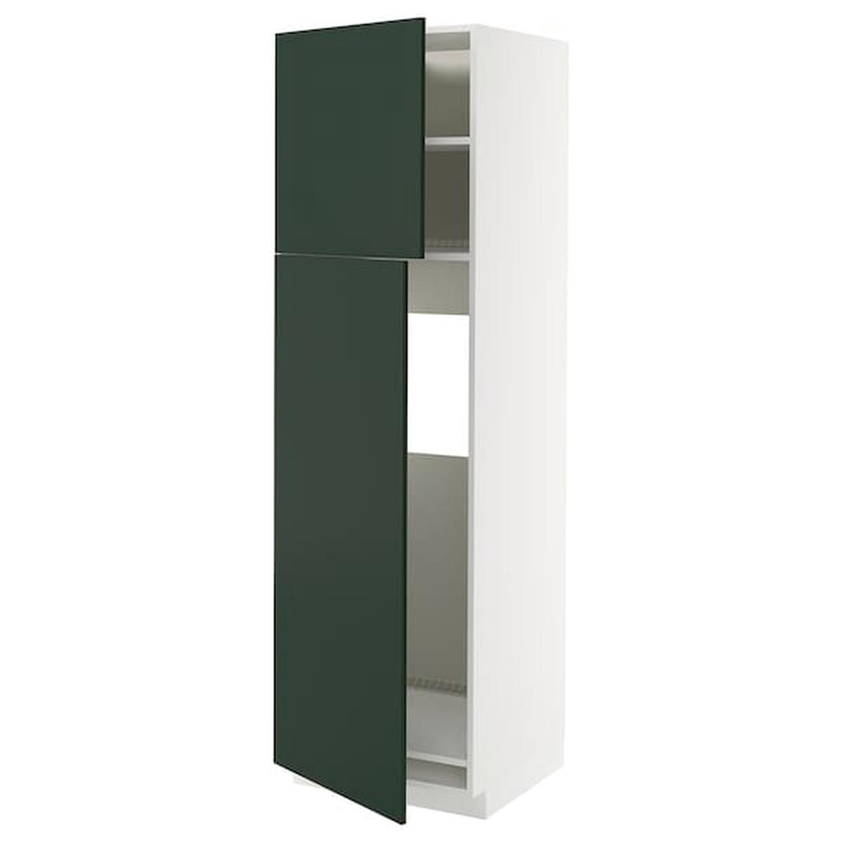 METOD high cabinet for fridge w 2 doors, white/Havstorp deep green, 60x60x200 cm