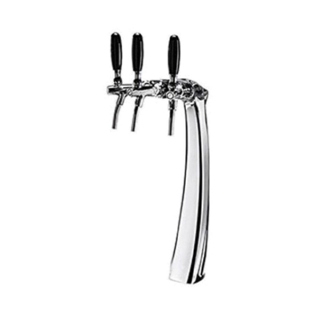 Micro Matic FALCO3-C 8-3/8 Inch Glycol Cooled Draft Beer Tower Countertop Chrome Stainless Steel with 3 Faucets