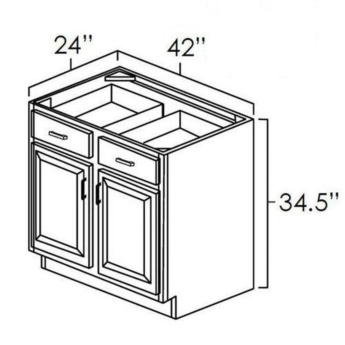 Rustic Shaker 42" Base Cabinet Pre-Assembled