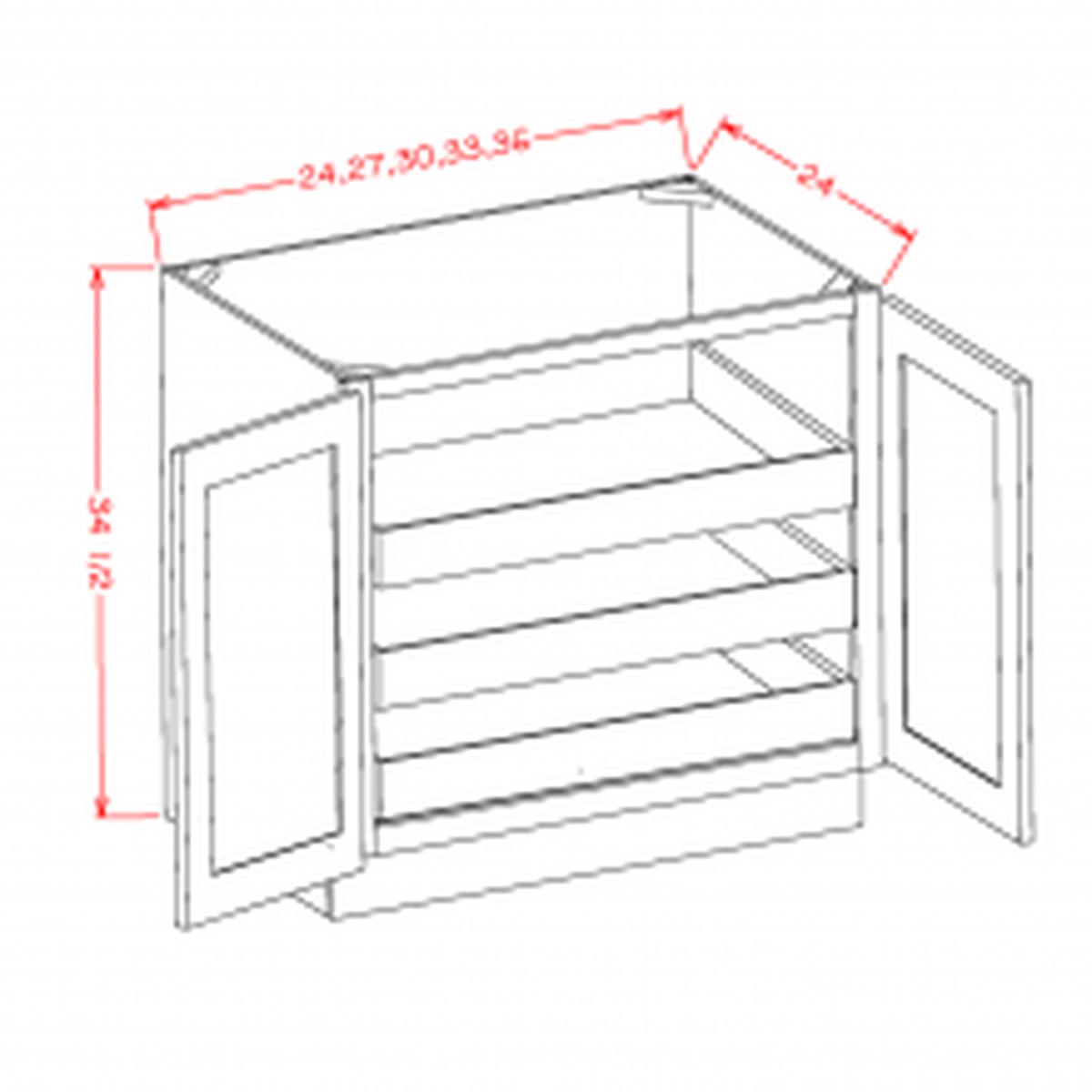 Shaker Dove 33" Full Height Door Base Cabinet w/ 3 Rollout Shelves Pre-Assembled