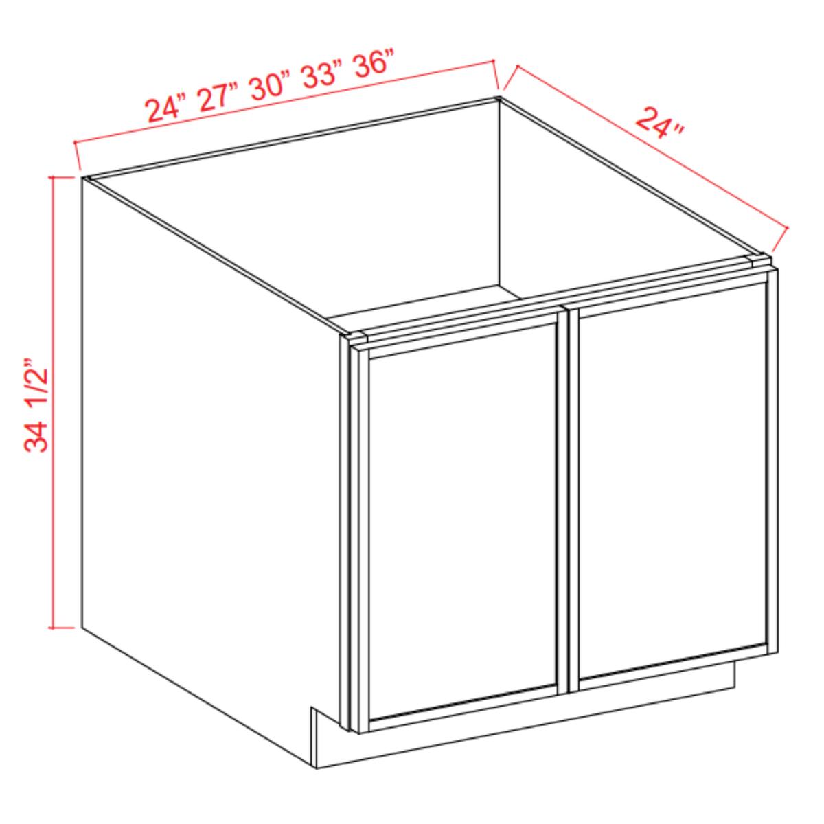 Slim Shaker Aberdeen Green Base Cabinet - Full Height Door-27"W x 34-1/2"H x 24"D - 2D, 1S