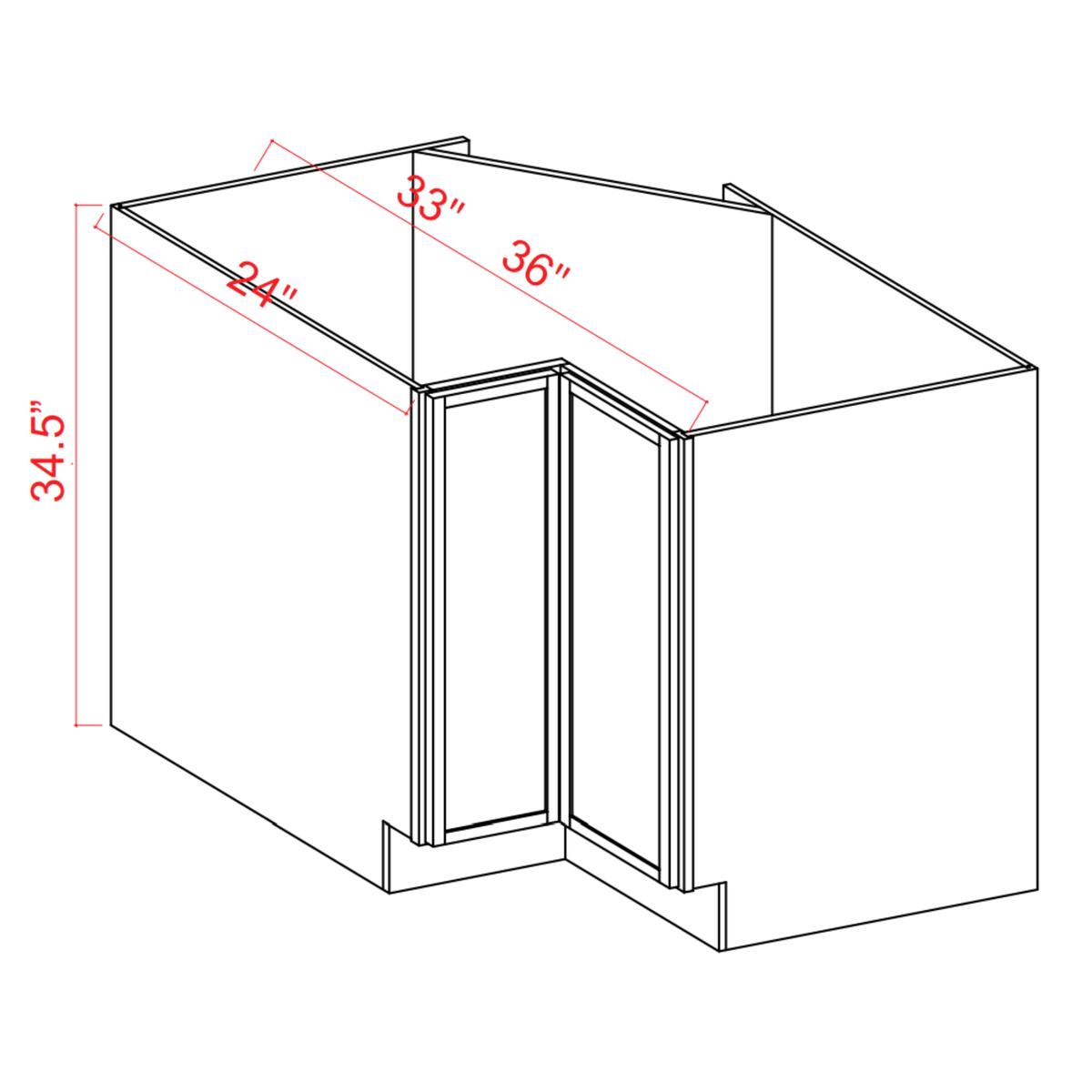 Slim Shaker White Dove Easy Reach Base Cabinet - 33"W x 34-1/2"H - 1D Pre-Assembled