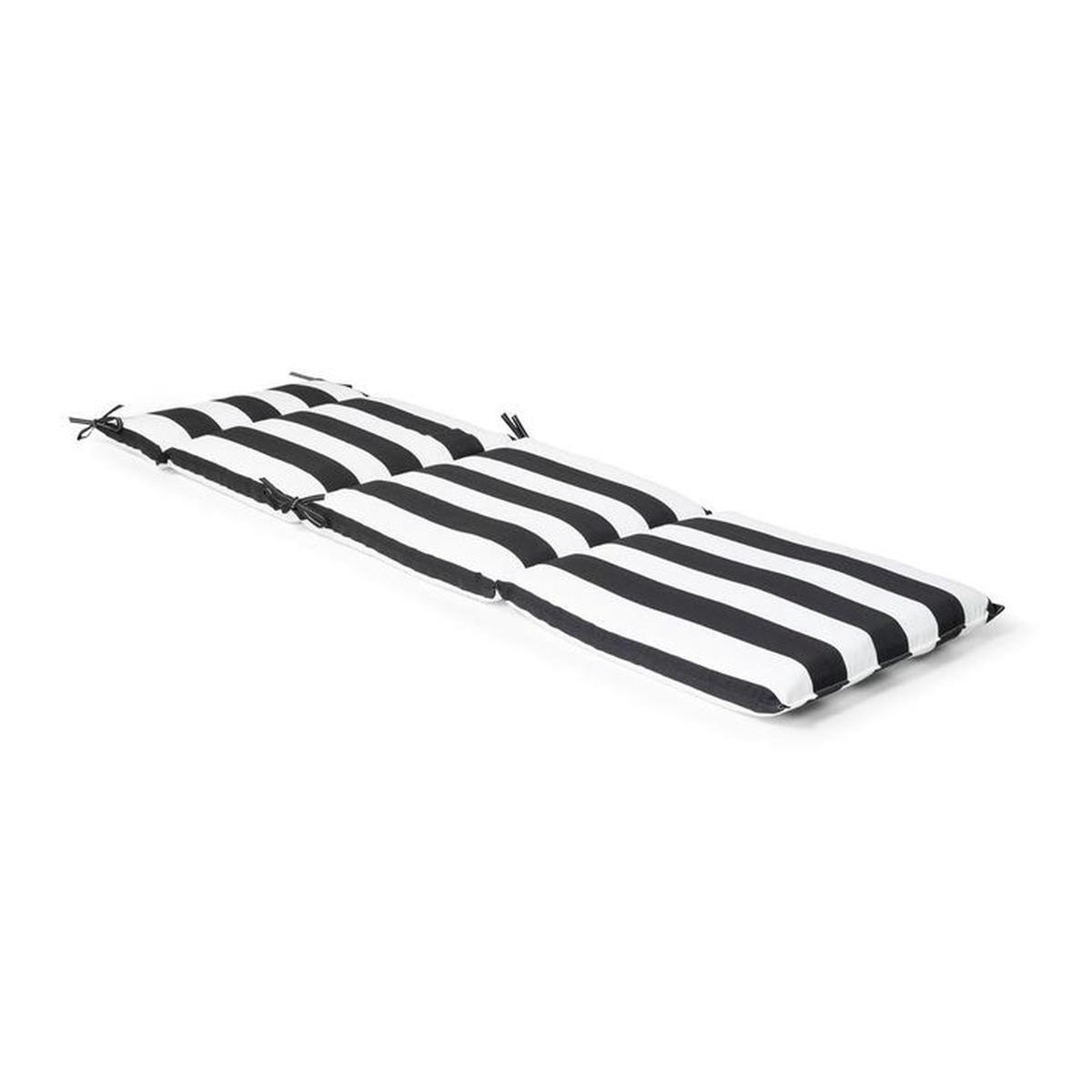 215 in x 72 in x 4 in Black Cabana Stripe Outdoor Chaise Lounge Cushion