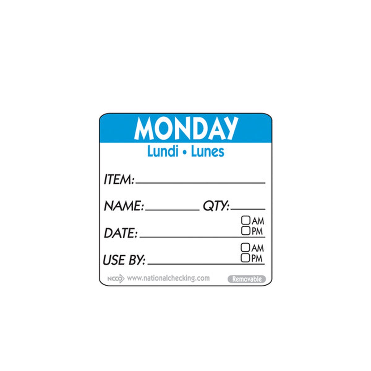 50mm Monday Removable Day Label(500)