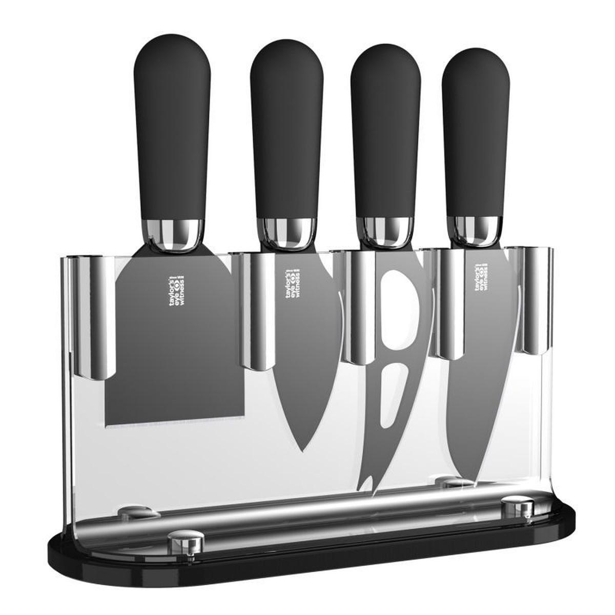Brooklyn Cheese Knife Set Chrome Ceramic Coated 4pce