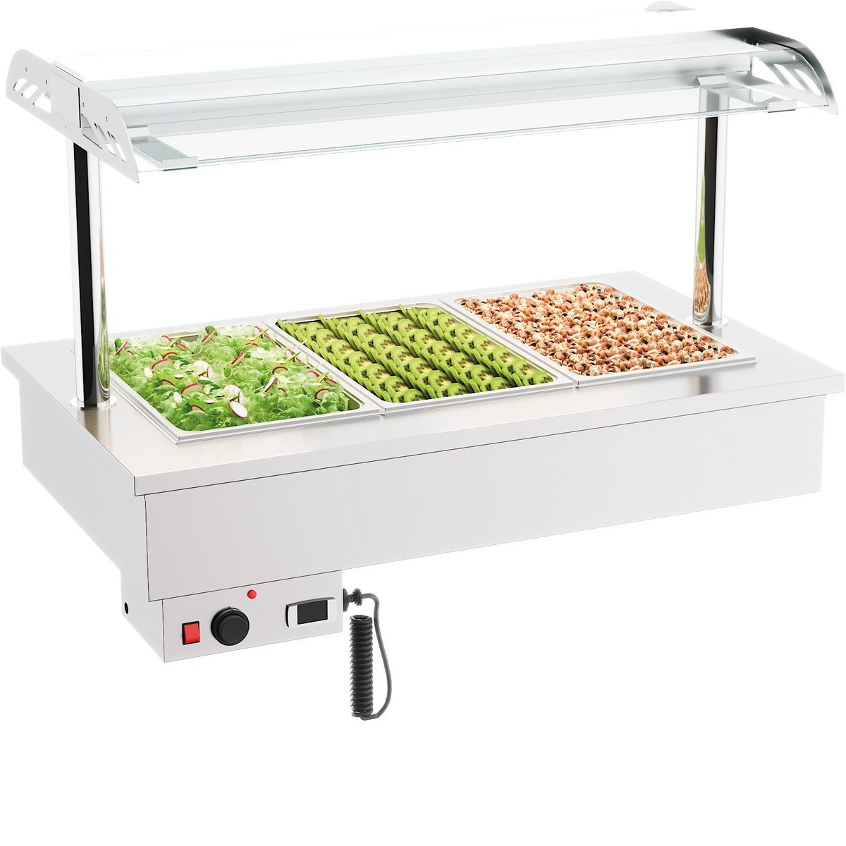 Combisteel Drop-In Bain Marie Unit 3/1 GN - Stainless Steel - +30C to +90C - 230V - Energy-Efficient Heating for Professional Kitchens