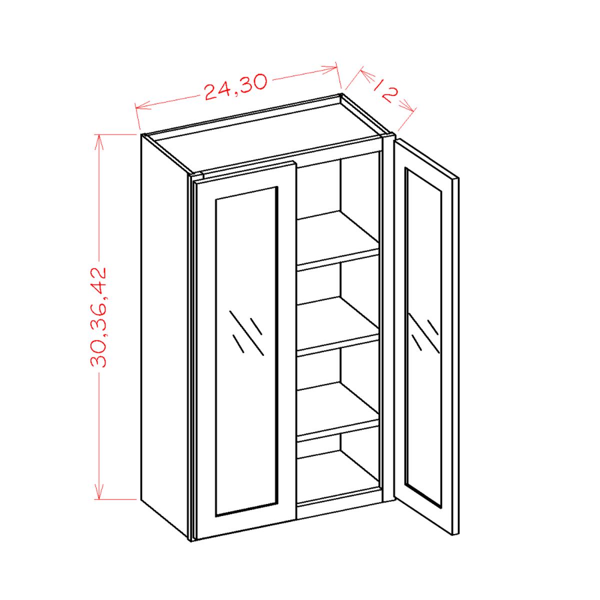English Birch 30" W x 36" H Wall Glass Door Cabinet With Finished Interior Pre-Assembled - Glass not Included