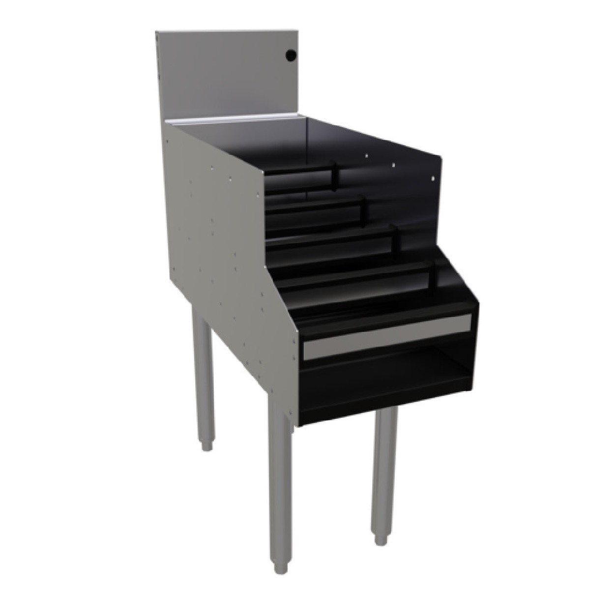 Glastender LDB-12S 12 Inch Free Standing Liquor Steps with Extra Wide Step Stainless Steel