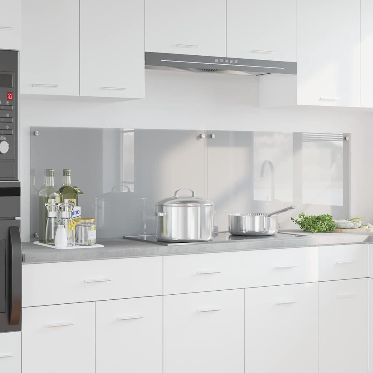 Kitchen Backsplash 2 pcs Light Grey 90 x 50 cm Tempered Glass